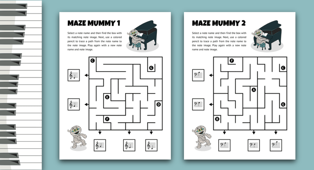 Halloween note reading mazes