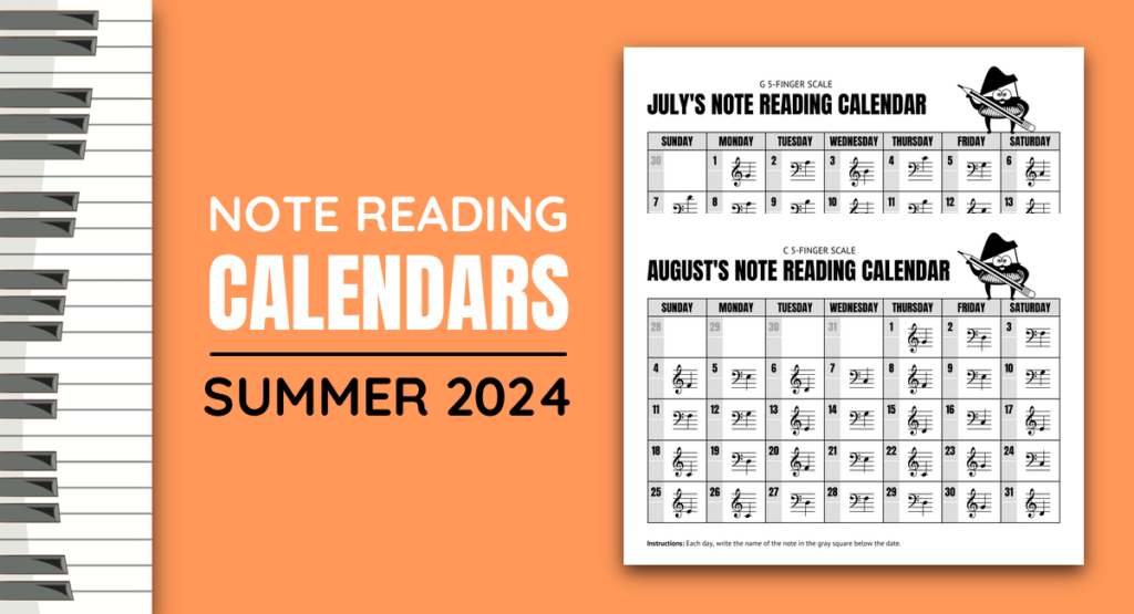 2024 Summer Note Reading Calendars