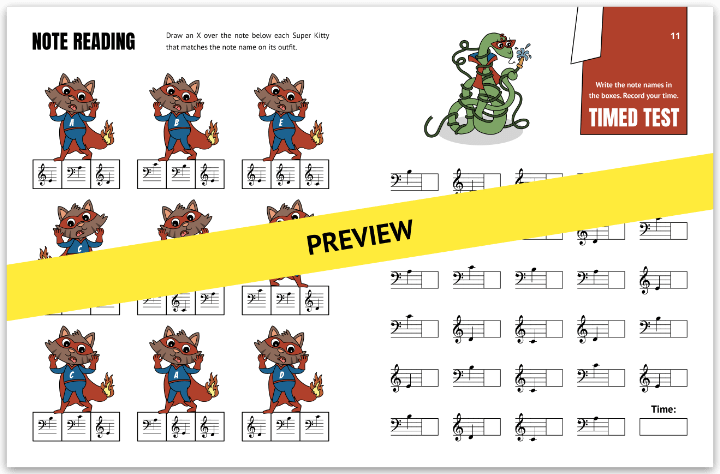 Superhero Primer Piano Book - Activity Preview
