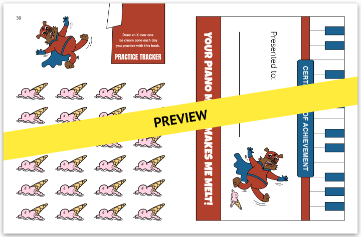 Superhero Primer Piano Book - Tracker and Certificate