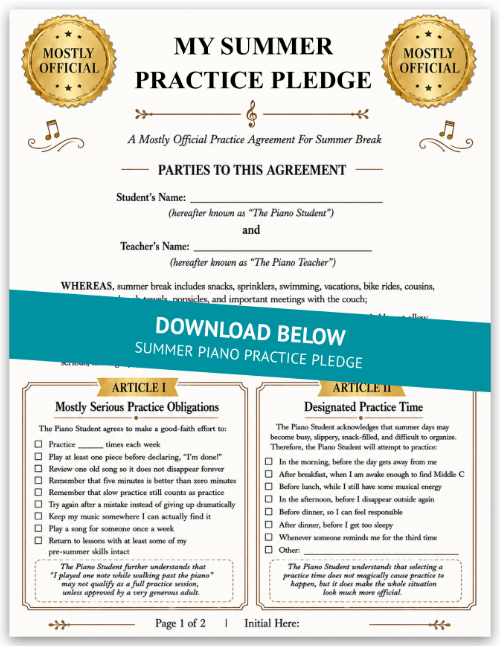 summer piano practice pledge